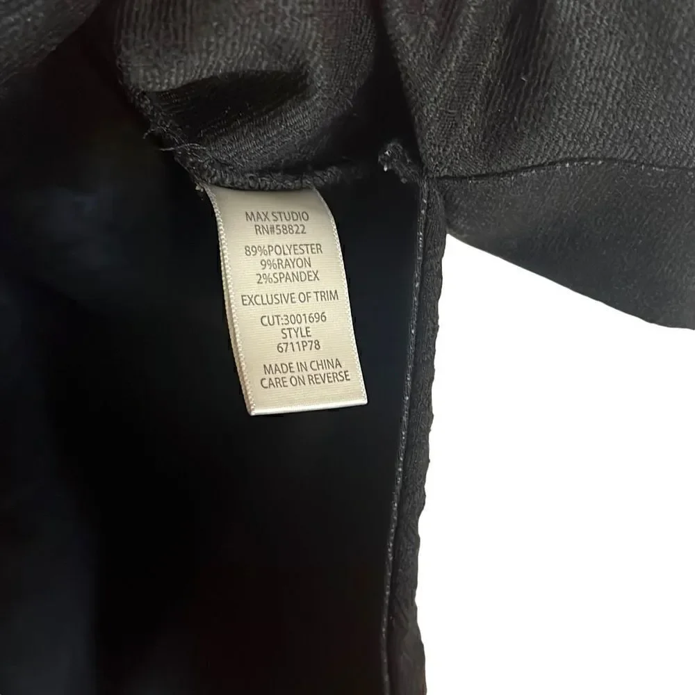 Max Studio Faux Leather Trim Curved Hem Top